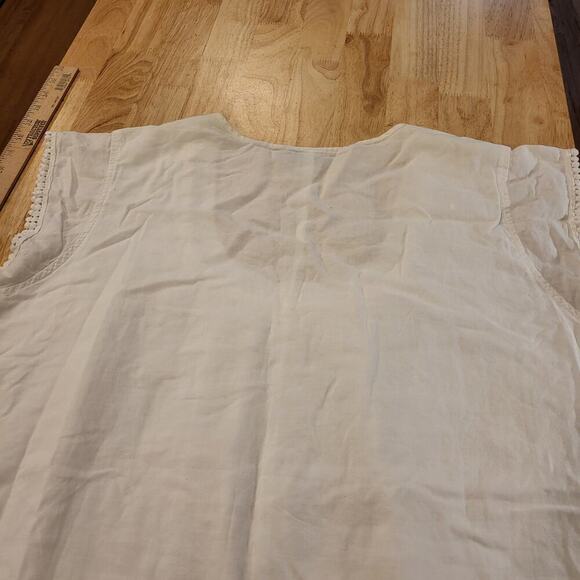 100% Cotton Loose White Shift Dress Lace & Pom Pom Detail XXXL - Picture 9 of 10